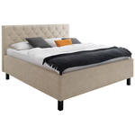 POLSTERBETT Matratze, gepolstertes Kopfteil, Lattenrost, Bettkasten Beige 160/200 cm  - Beige/Schwarz, MODERN, Holz/Holzwerkstoff (160/200cm) - Xora