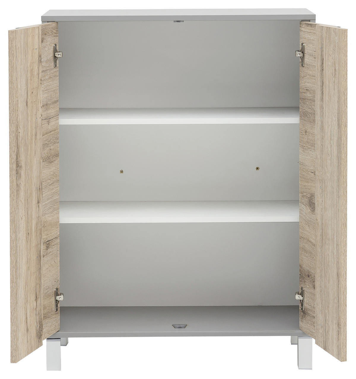 MIDISCHRANK 77,5/103,5/33,5 cm  - Eichefarben/Silberfarben, KONVENTIONELL, Holzwerkstoff/Metall (77,5/103,5/33,5cm) - Stylife