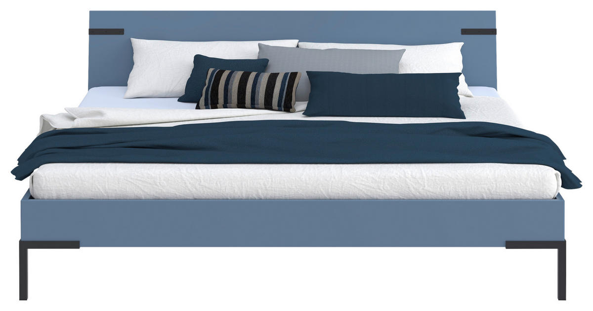 BETT 200/200 cm,  in Blau  - Blau/Schwarz, Design, Metall (200/200cm) - Xora