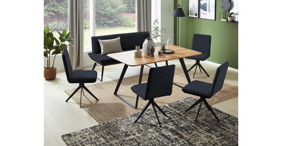 SITZBANK 180/87/64 cm  in Schwarz, Eichefarben  - Eichefarben/Schwarz, Design, Holz/Textil (180/87/64cm) - Voleo