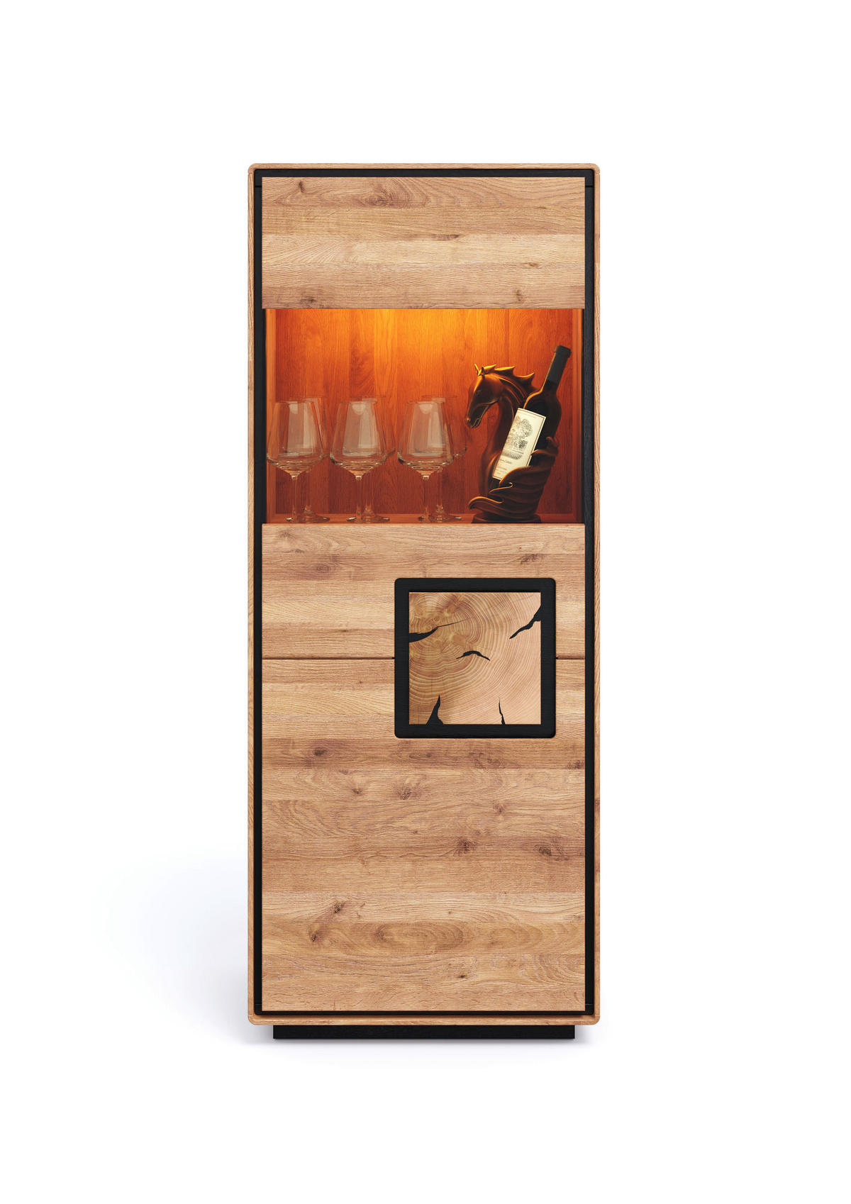 HIGHBOARD  60/152/40 cm  - Wildeiche/Schwarz, Basics, Holz (60/152/40cm) - Livetastic