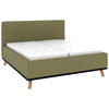 POLSTERBETT Matratze, Lattenrost, Bettkasten 180/200 cm  in Olivgrün  - Eichefarben/Weiß, Design, Holz/Textil (180/200cm) - Musterring