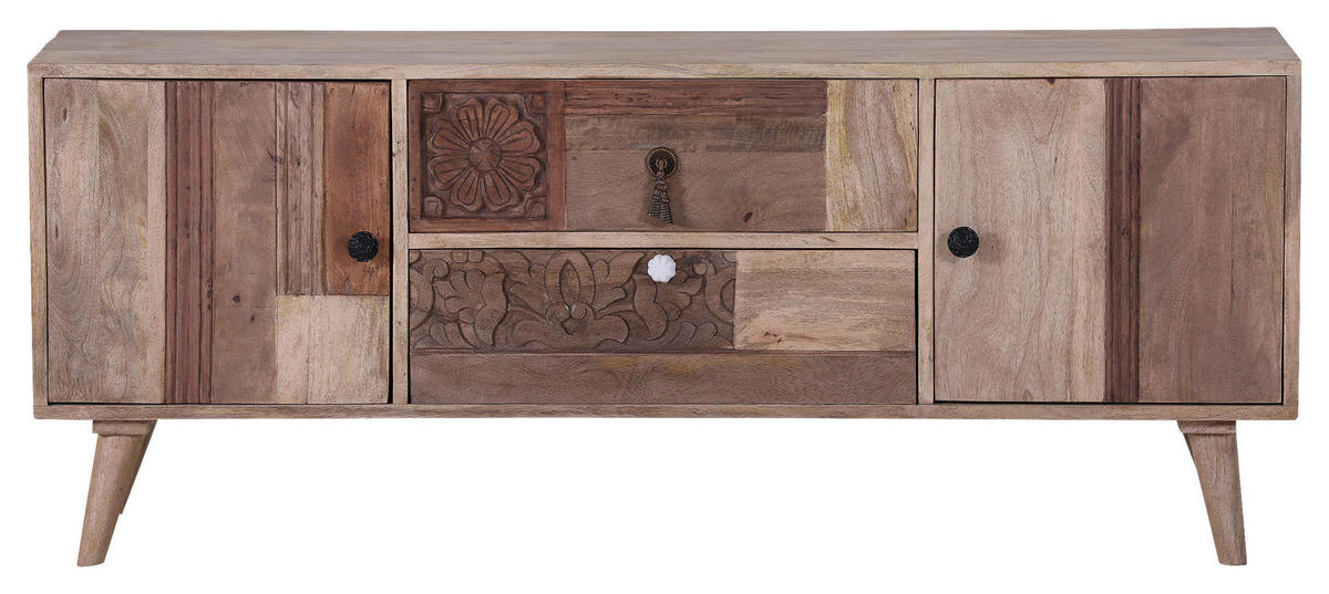 LOWBOARD  in 140/55/42 cm  - Silberfarben/Messingfarben, Design, Holz/Metall (140/55/42cm) - Landscape