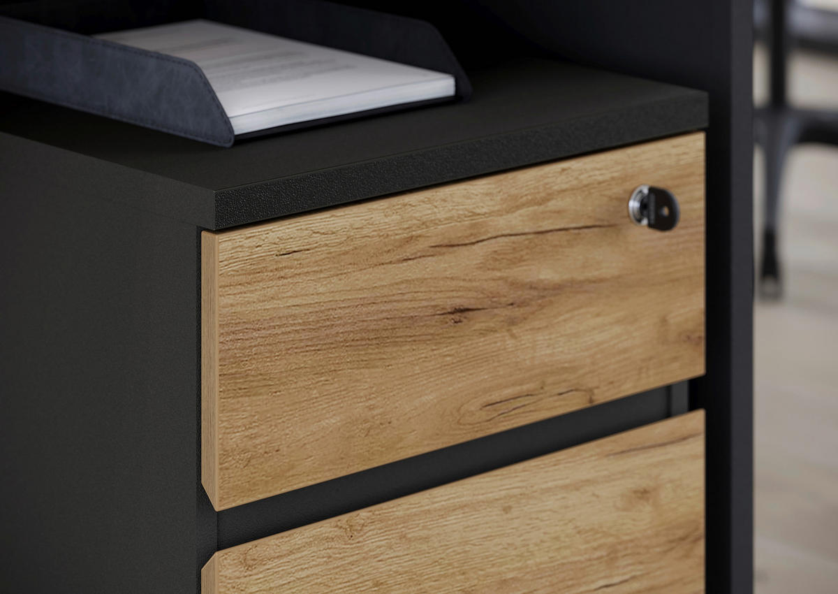 ROLLCONTAINER 41/60/50 cm  - Eichefarben/Graphitfarben, MODERN, Holzwerkstoff/Kunststoff (41/60/50cm) - Germania