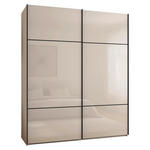 SCHWEBETÜRENSCHRANK  in Champagner  - Champagner/Schwarz, KONVENTIONELL, Glas/Holzwerkstoff (201/223/67cm) - Novel