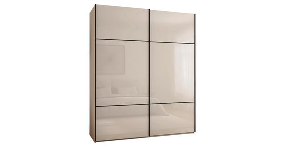 SCHWEBETÜRENSCHRANK  in Champagner  - Champagner/Schwarz, KONVENTIONELL, Glas/Holzwerkstoff (201/223/67cm) - Novel