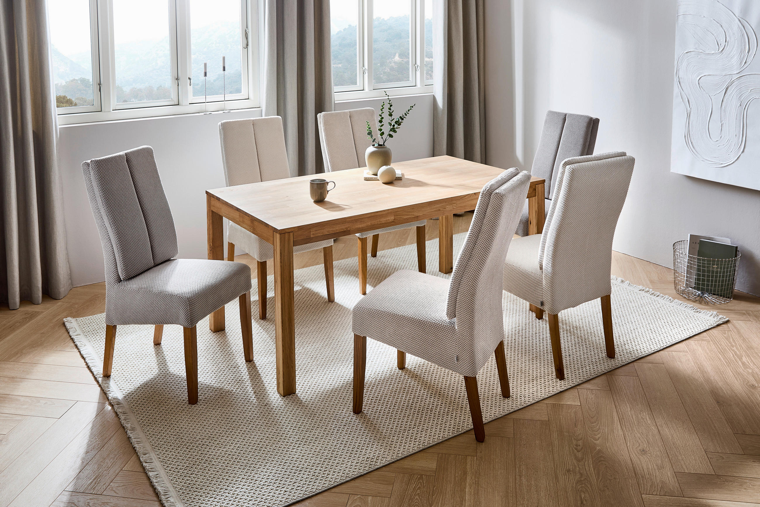 Thumbnail - Linea Natura Esstisch, Wildeiche, Holz, Eiche, massiv, rechteckig, eckig, 85x75x160-210 cm, ausziehbar, in verschiedenen...