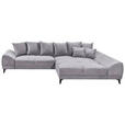 ECKSOFA in Webstoff Hellgrau  - Hellgrau/Schwarz, KONVENTIONELL, Kunststoff/Textil (310/185cm) - Carryhome