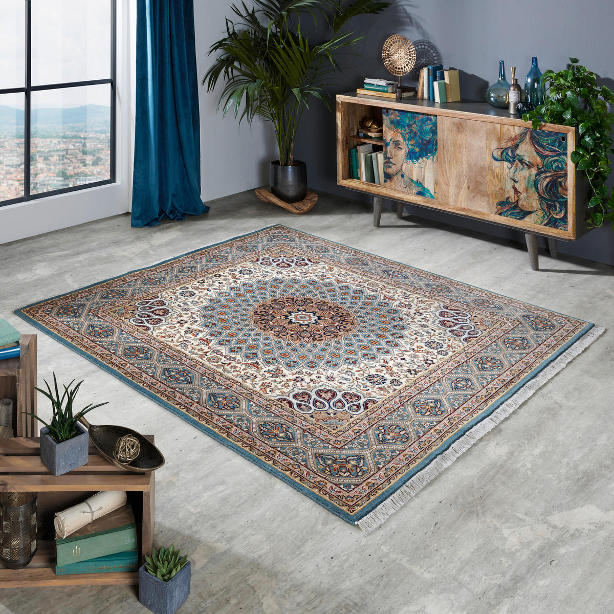 ORIENTÁLNÍ KOBEREC, 250/350 cm modrá, krémová - modrá/krémová, Lifestyle, textil (250/350cm) - Cazaris