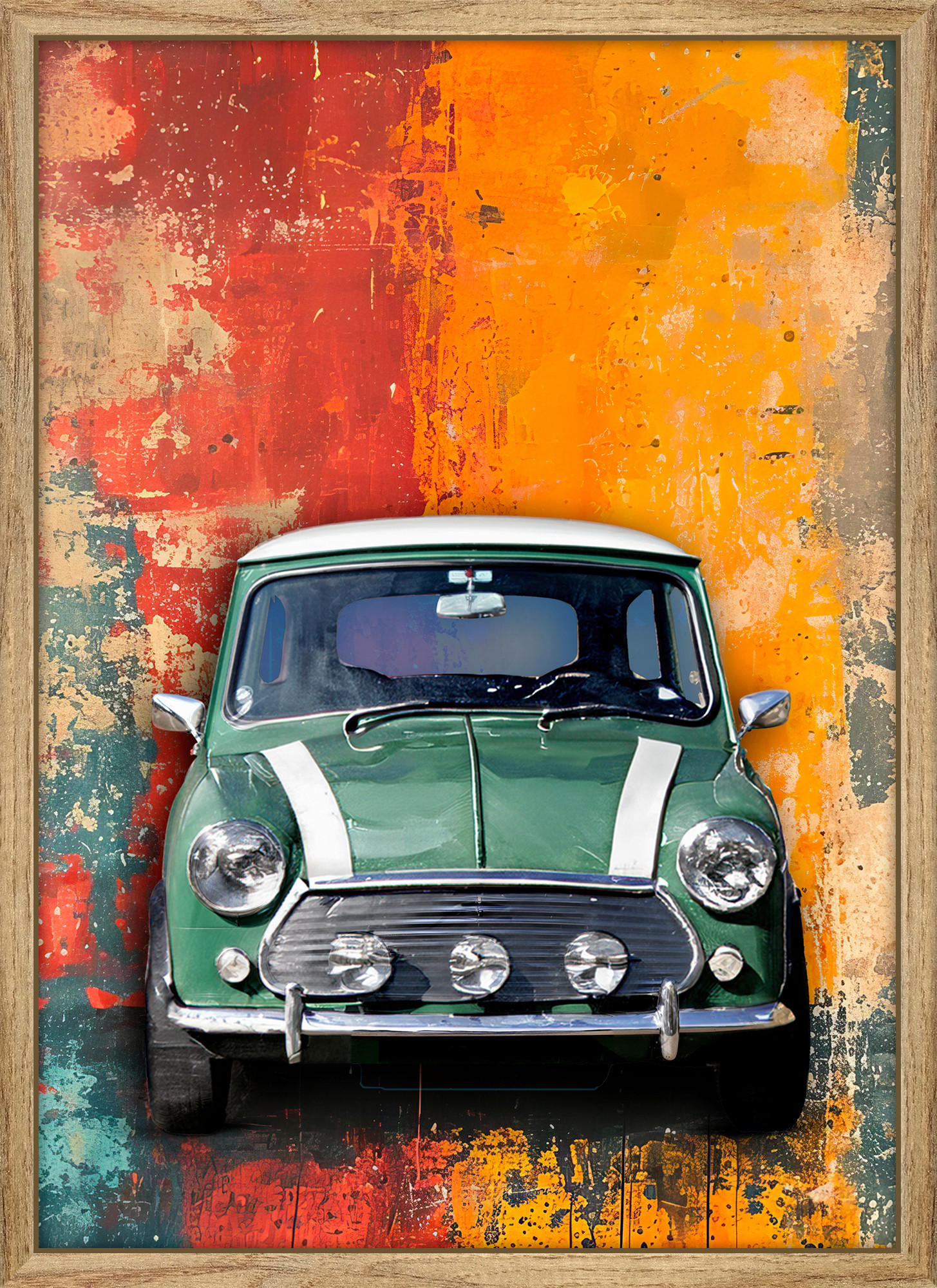KUNSTDRUCK Fahrzeuge, Vintage 80/110 cm  - Eichefarben/Multicolor, LIFESTYLE, Glas/Holzwerkstoff (80/110cm) - Monee