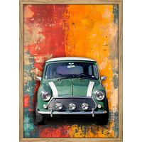 KUNSTDRUCK Fahrzeuge, Vintage 80/110 cm  - Eichefarben/Multicolor, LIFESTYLE, Glas/Holzwerkstoff (80/110cm) - Monee