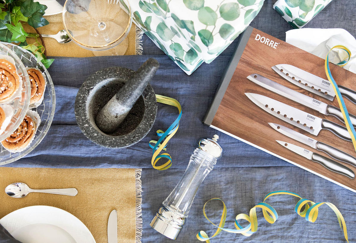 KNIVSET rostfritt stål  - stålfärgad, Design, metall (22/30/36cm) - Dorre