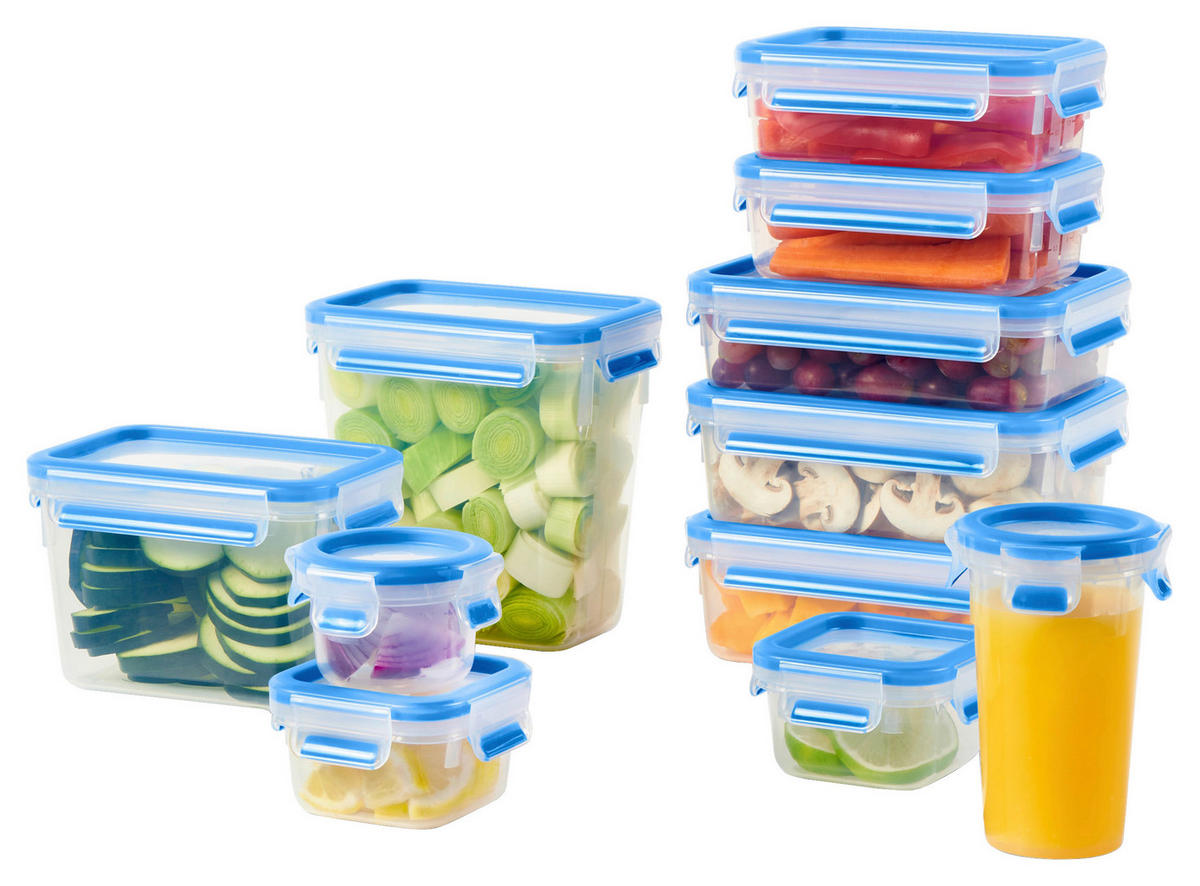SADA KRABIČEK NA POTRAVINY,  - čiré/světle modrá, Basics, plast - Emsa