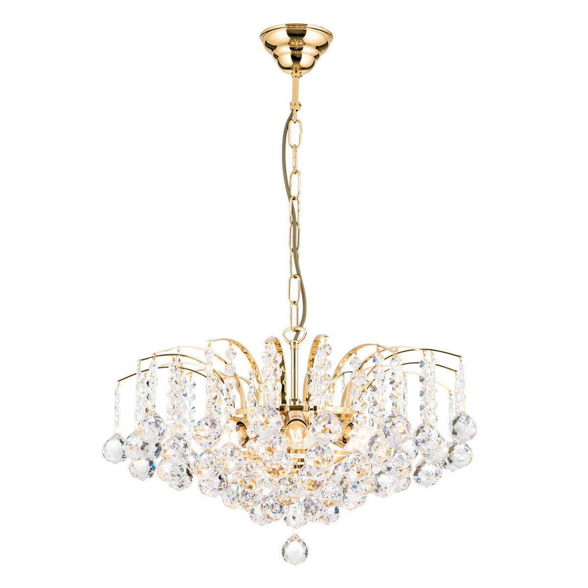 KRISTALL-HÄNGELEUCHTE 52/35 cm   - Goldfarben, LIFESTYLE, Glas/Metall (52/35cm)