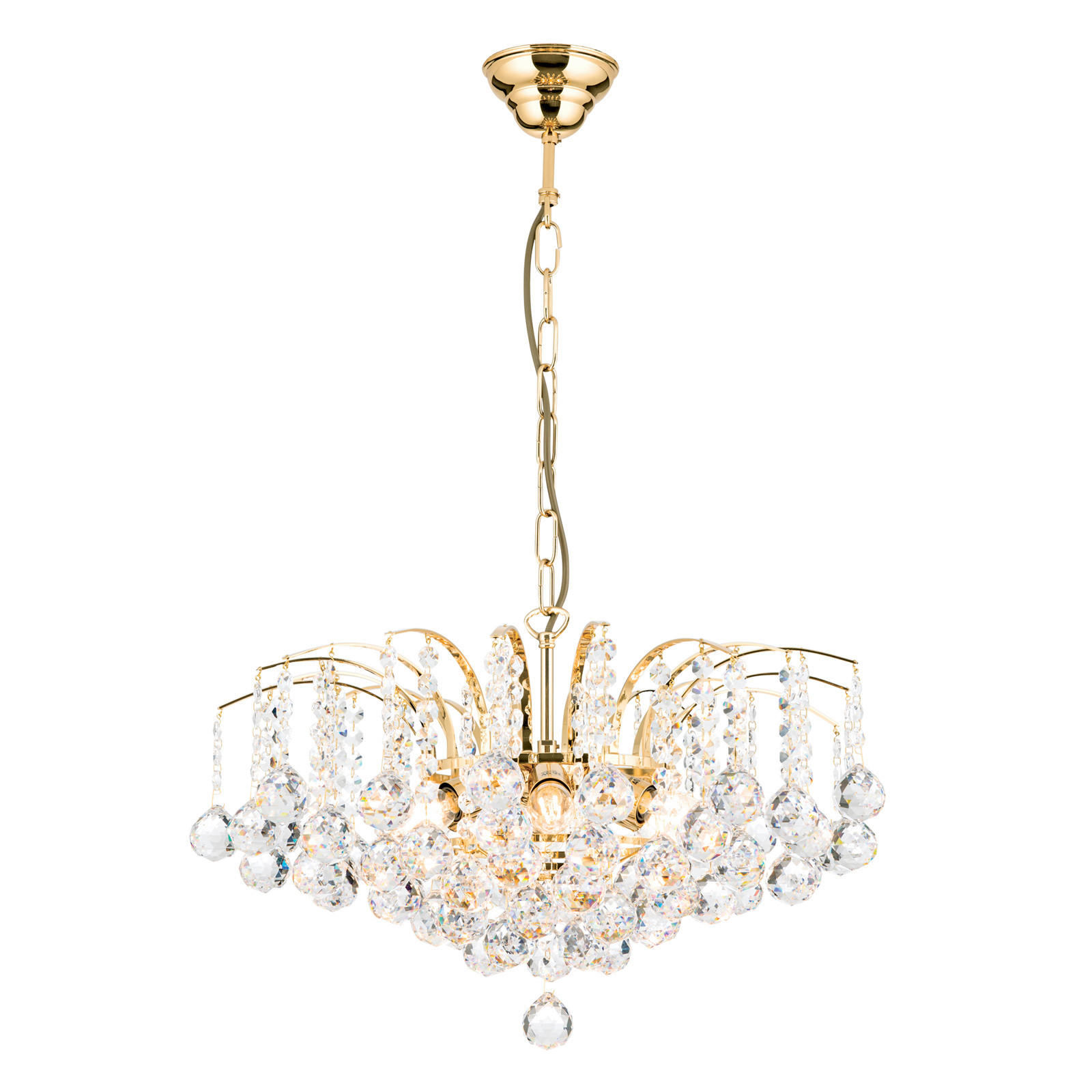 XXXLutz Kristall-Hängeleuchte Kristall Klassisch Gold 35 cm