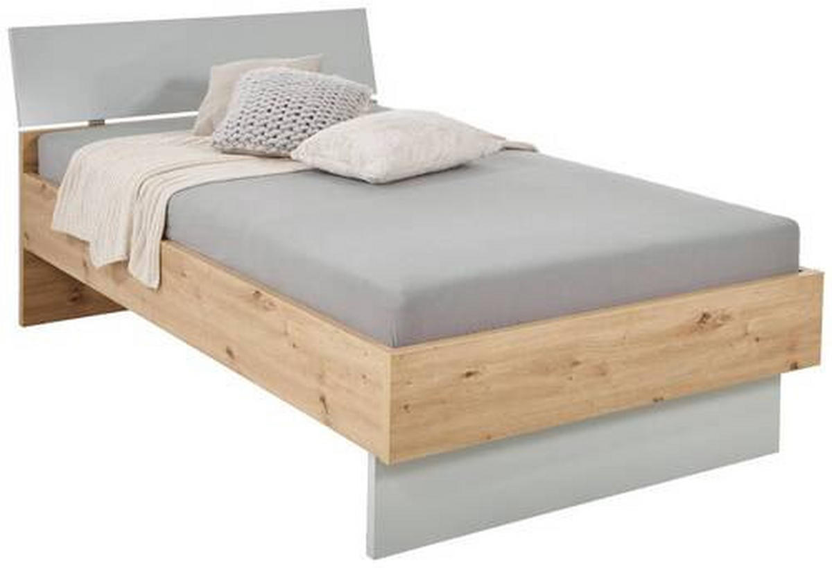 POSTELJA 120 cm   x 200 cm  , leseni material siva, barve hrasta  - siva/barve hrasta, Moderno, leseni material (120/200cm) - Xora