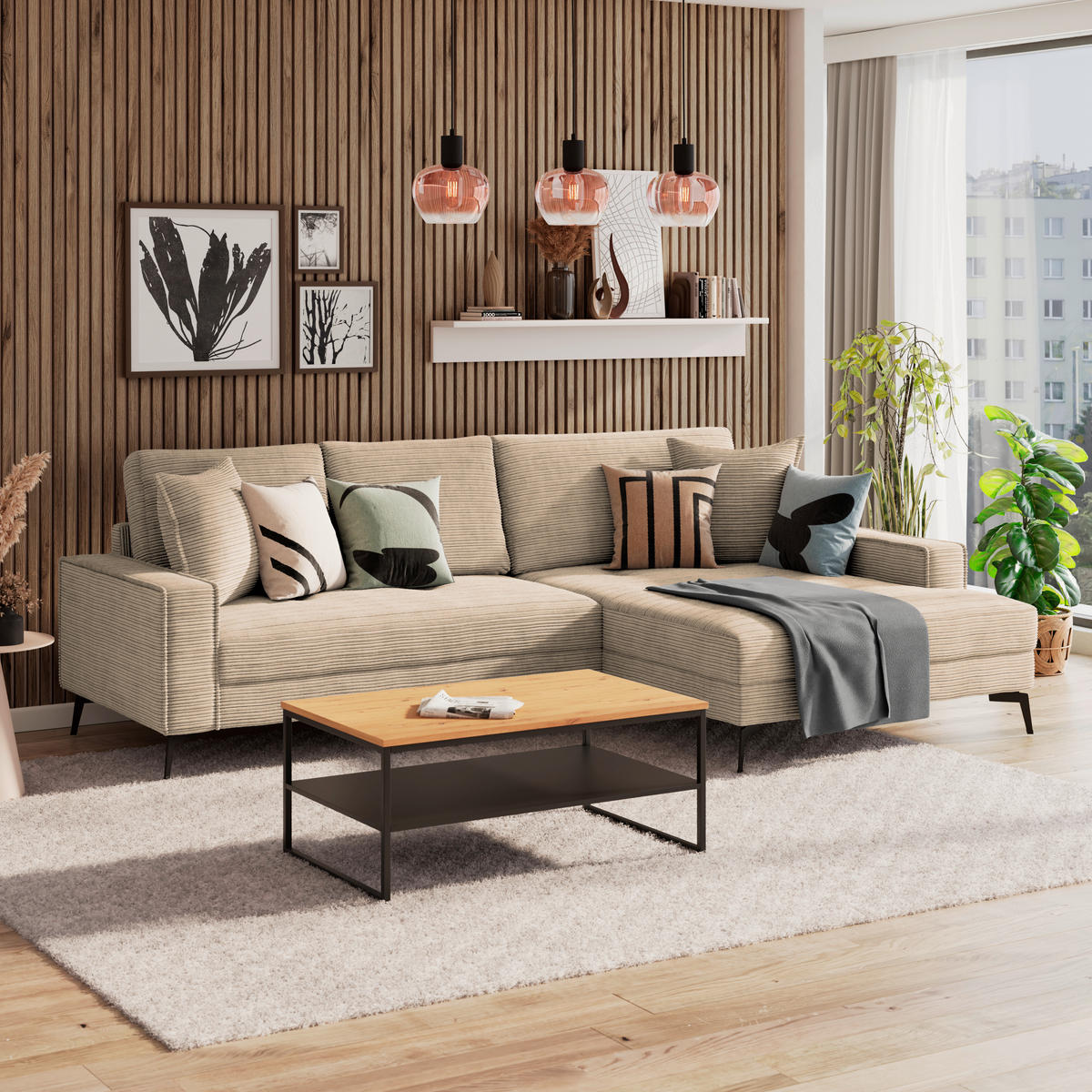 ECKSOFA Hellgrau, Beige  - Beige/Hellgrau, Trend, Textil (286/173cm) - P & B