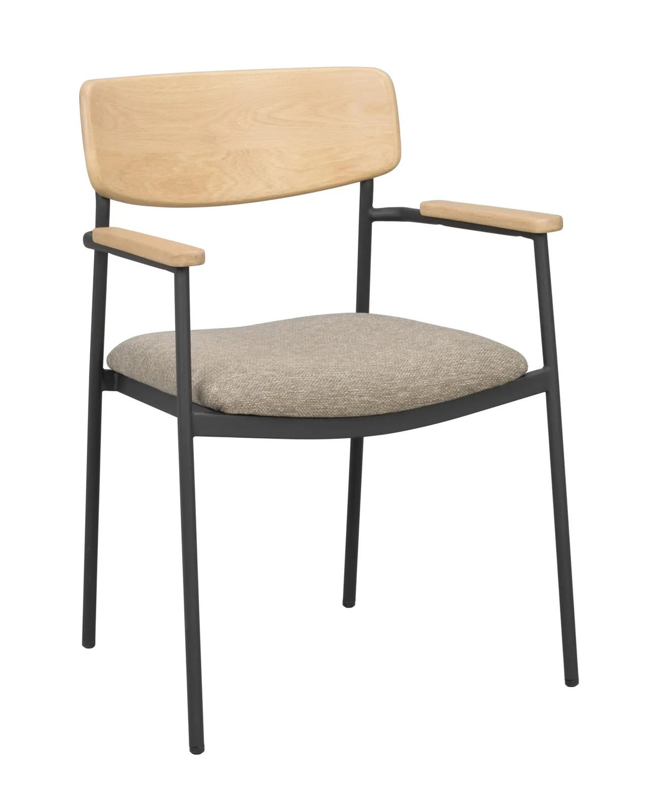STOL MED ARMSTÖD  stapelbar   - beige/svart, Klassisk, metall/trä (59/83/53cm) - Rowico