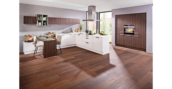 EINBAUKÜCHE   - Eichefarben/Weiß, Design, Holzwerkstoff - Novel