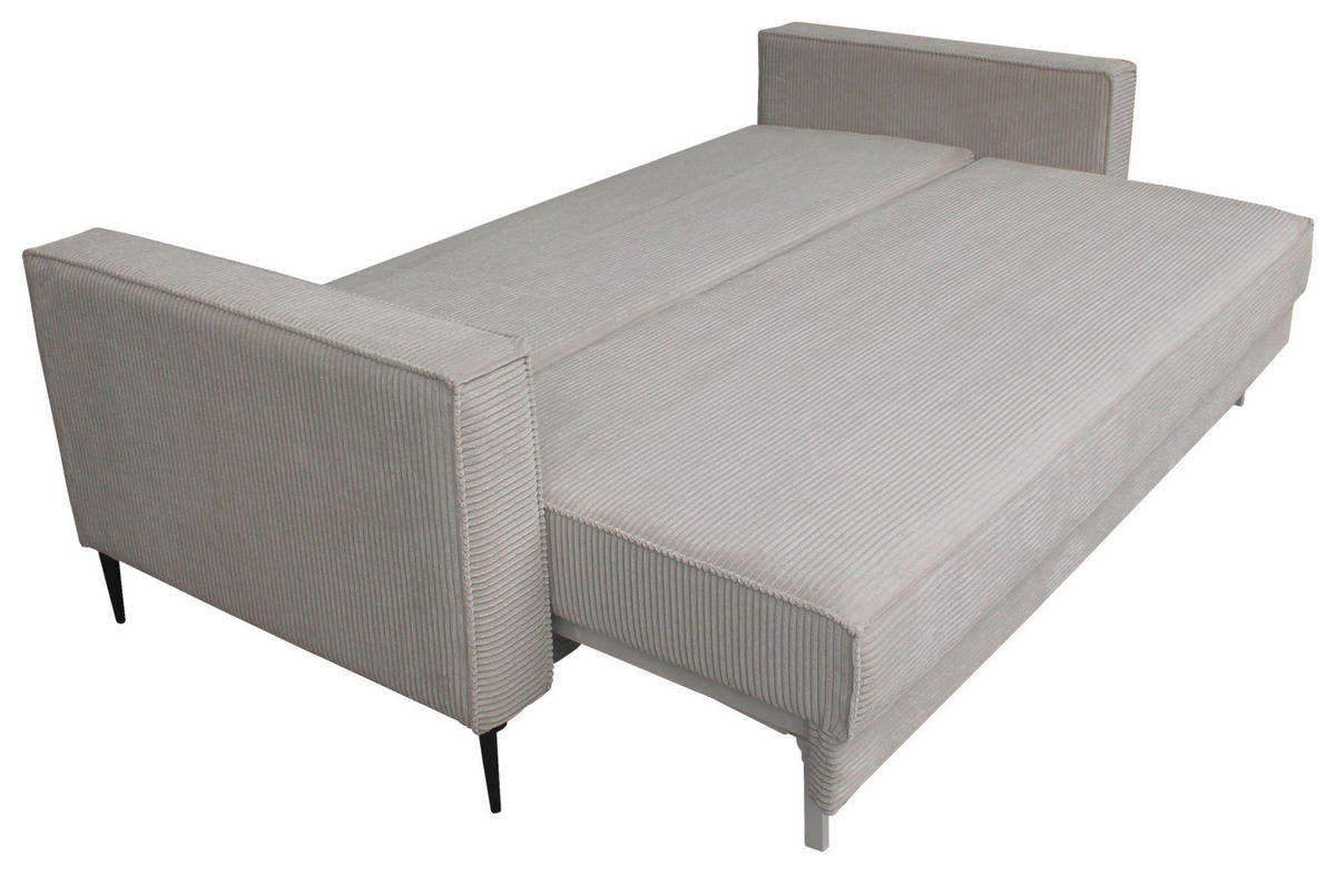 SCHLAFSOFA  mit Liegefunktion, Rücken echt, haustierfreundlicher Bezug Cord Naturfarben  - Schwarz/Naturfarben, KONVENTIONELL, Textil/Metall (222/93/98cm) - Carryhome