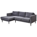 ECKSOFA Grau Flachgewebe  - Schwarz/Grau, KONVENTIONELL, Holz/Textil (154/240cm) - Carryhome