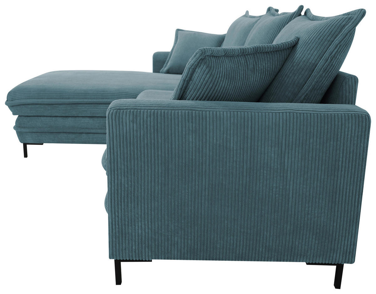 ECKSOFA  in Cord Blau  174/272 cm  - Blau/Schwarz, Design, Textil/Metall (174/272cm) - MID.YOU
