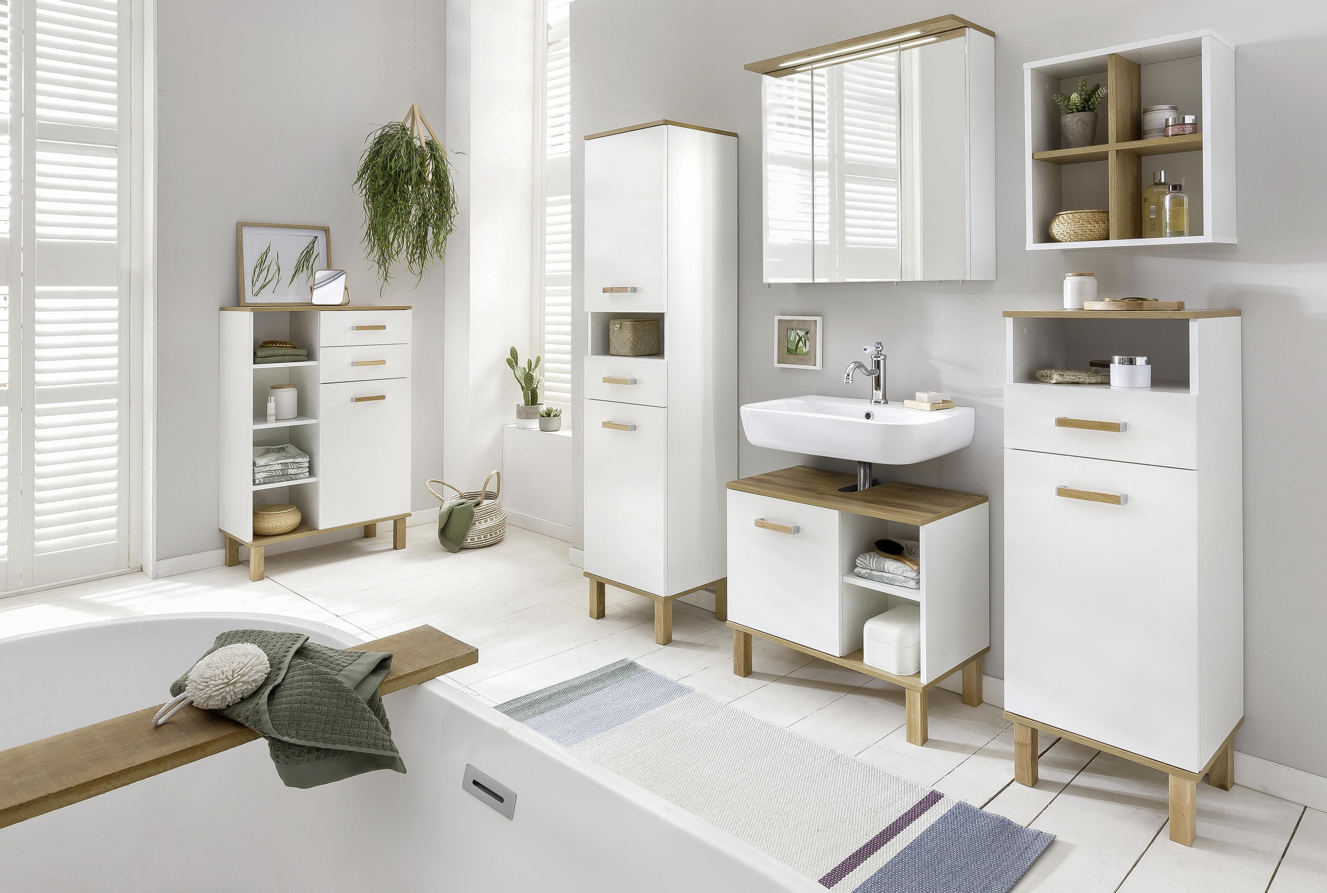 UNTERSCHRANK 67,0/114,5/35,0 cm - Eichefarben/Weiß, MODERN, Holz/Holzwerkstoff (67,0/114,5/35,0cm) - MID.YOU