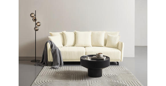 BIGSOFA in Cord Elfenbein - Elfenbein/Schwarz, Design, Textil/Metall (226/91/103cm) - Carryhome