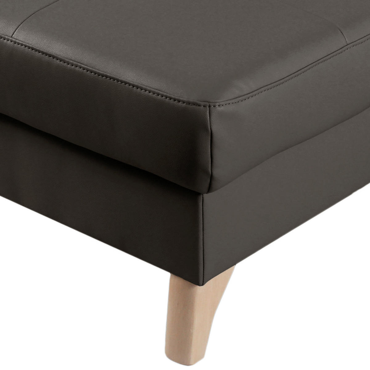 HOCKER in Textil, Leder Dunkelbraun  - Dunkelbraun/Buchefarben, Design, Leder/Holz (70/44/60cm) - Livetastic