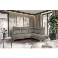 ECKSOFA 242/194 cm  in Lederlook Echtleder Schlammfarben Bettkasten, Rücken echt, Relaxfunktion  242/194 cm  - Chromfarben/Schlammfarben, Design, Leder/Textil (242/194cm) - Livetastic
