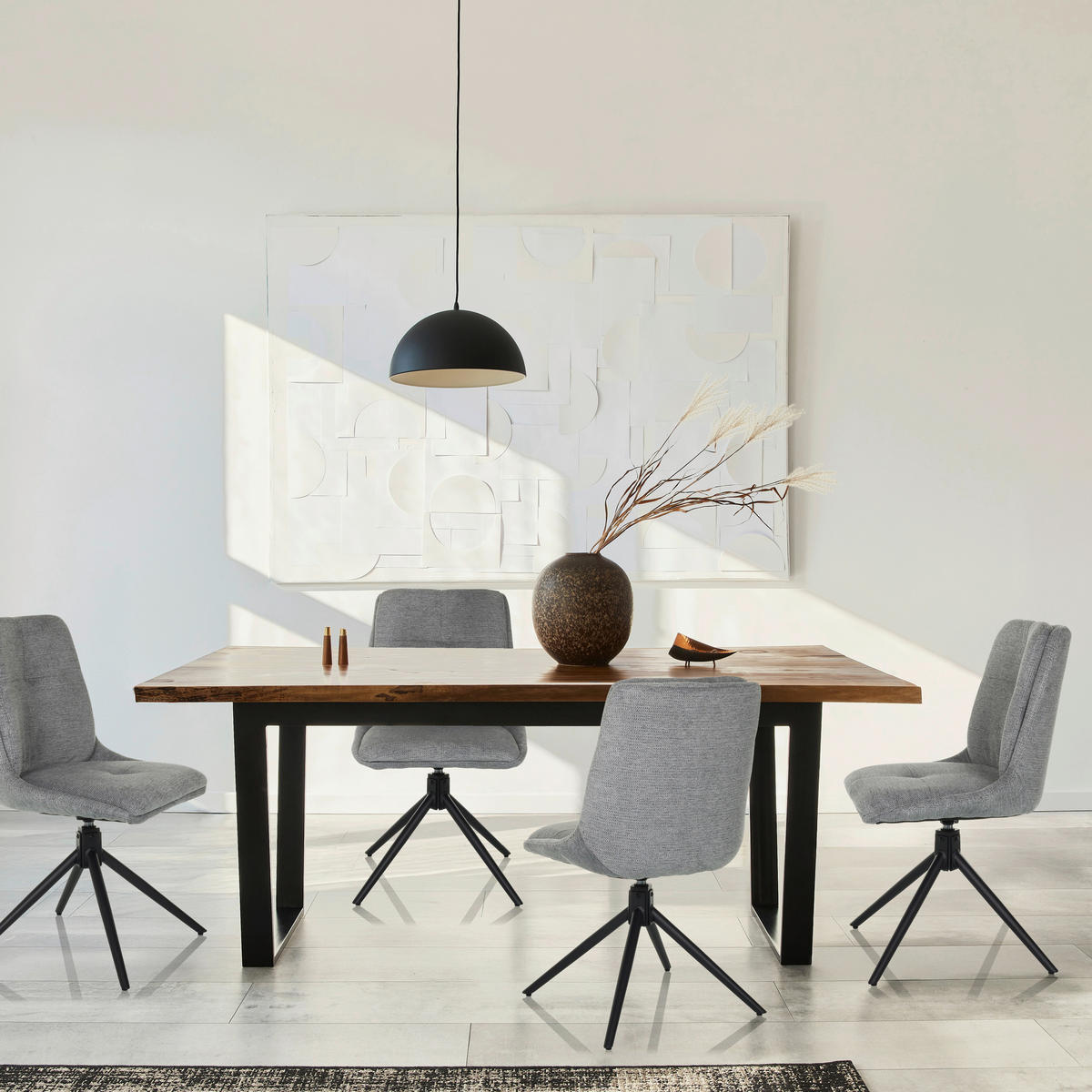 BESUCHERSTUHL  in Flachgewebe Grau  - Schwarz/Grau, MODERN, Textil/Metall (53/89/58cm) - MID.YOU