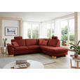 ECKSOFA in Mikrofaser Rot  - Wildeiche/Beige, Natur, Holz/Textil (286/236cm) - Voleo