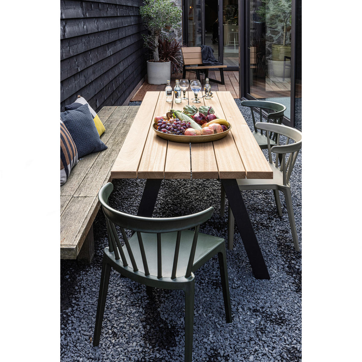 GARTENTISCH 210/81/75 cm Holz, Metall rechteckig  - Schwarz/Naturfarben, MODERN, Holz/Metall (210/81/75cm) - Livetastic