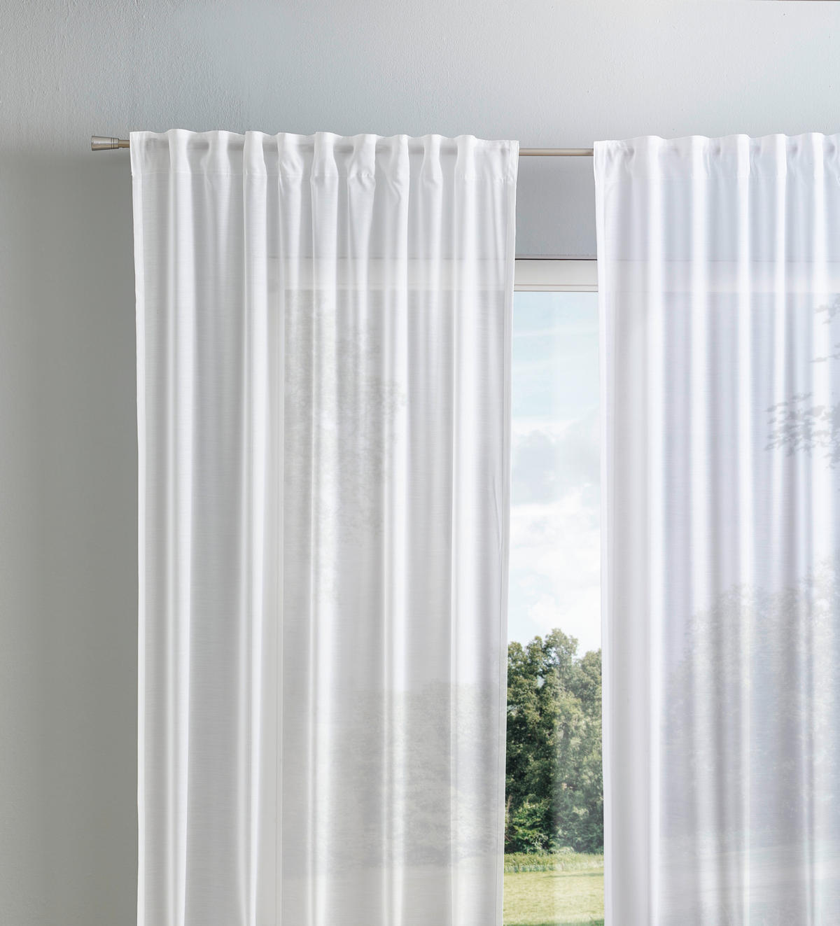 HOTOVÝ ZÁVĚS, průhledné, 140/245 cm - bílá, Konvenční, textil (140/245cm) - Esposa