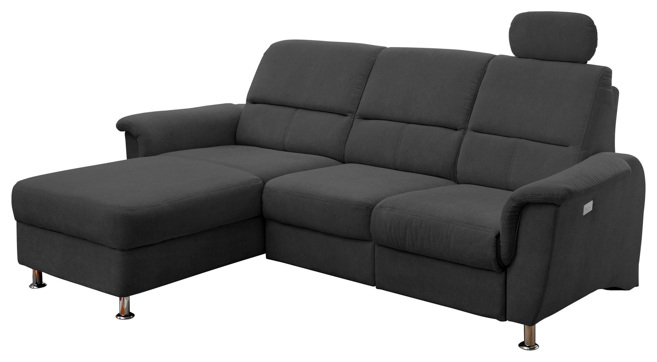 ECKSOFA in Mikrofaser Schwarz 165/231 cm - Chromfarben/Schwarz, MODERN, Textil/Metall (165/231cm) - Livetastic