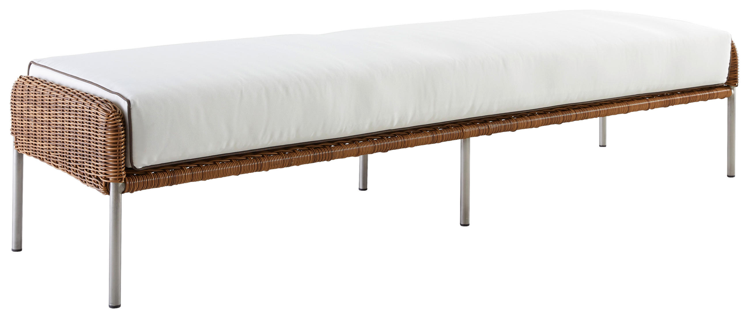LOUNGEHOCKER 180/39/50 cm Edelstahl  - Edelstahlfarben/Weiß, Natur, Kunststoff/Metall (180/39/50cm) - Amatio