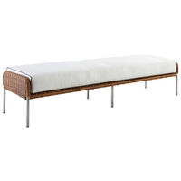 LOUNGEHOCKER 180/39/50 cm Edelstahl  - Edelstahlfarben/Weiß, Natur, Kunststoff/Metall (180/39/50cm) - Amatio