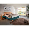 POLSTERBETT Matratze, Lattenrost, Bettkasten Buchefarben, Petrol 180/200 cm  - Buchefarben/Petrol, Design, Holz/Textil (180/200cm) - Valnatura