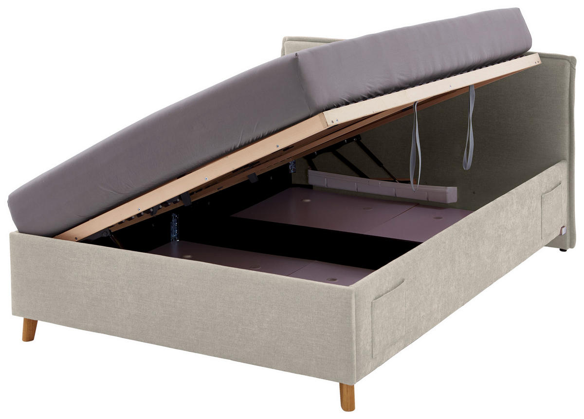 POLSTERBETT 140/200 cm  in Beige  - Eichefarben/Birkefarben, Konventionell, Holz/Textil (140/200cm) - home24