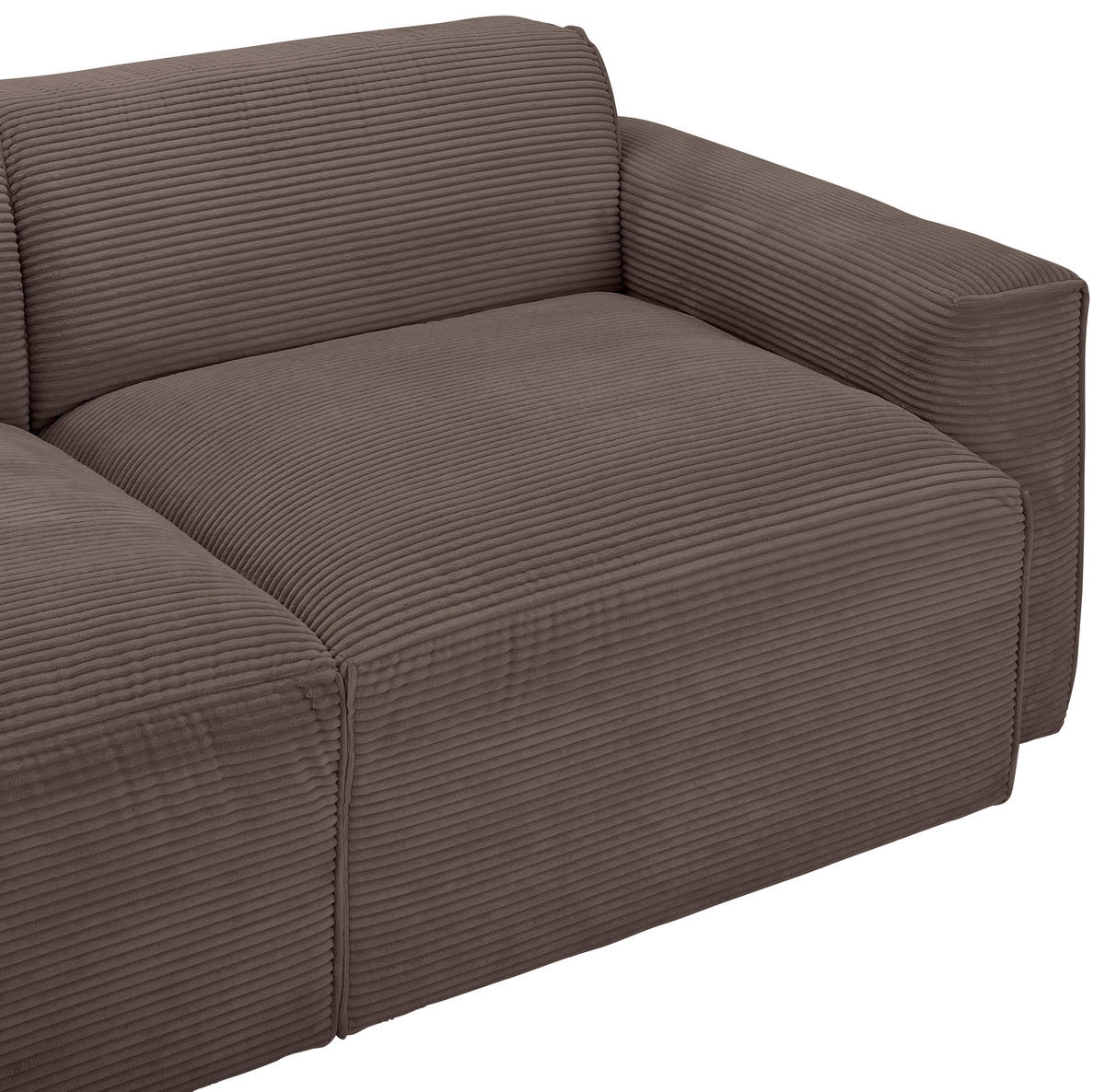 ECKSOFA in Cord Mokka  - Schwarz/Mokka, Design, Kunststoff/Textil (303/196cm) - Livetastic