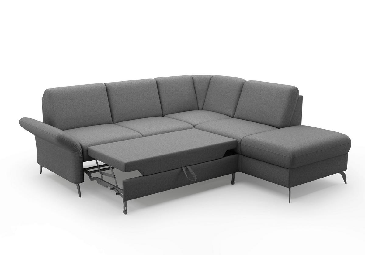ECKSOFA ROCHELLE E Dunkelgrau Flachgewebe  - Dunkelgrau/Schwarz, KONVENTIONELL, Textil/Metall (240/216cm) - Sit & More