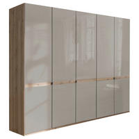 OMARA S KLASIČNIMI VRATI, barve šampanjca, hrast bianco  - barve šampanjca/hrast bianco, Design, steklo/leseni material (250/236/58cm) - Venda