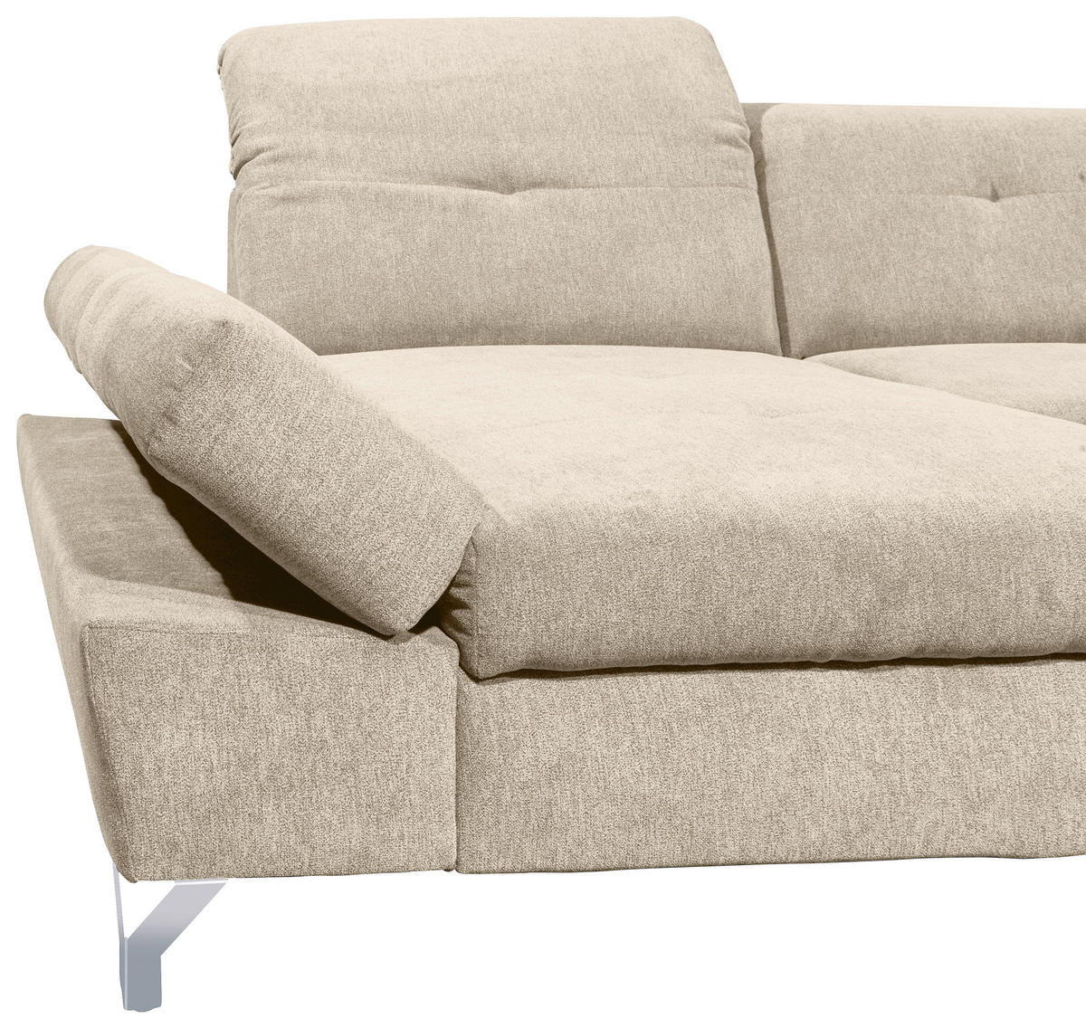 WOHNLANDSCHAFT Sandfarben Mikrovelours  - Sandfarben/Silberfarben, MODERN, Textil/Metall (168/350/245cm) - MID.YOU