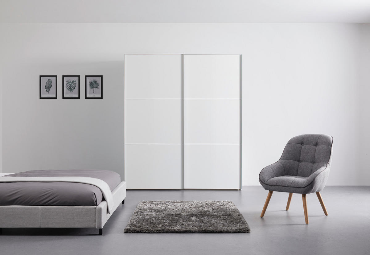 SCHWEBETÜRENSCHRANK in Weiss  - Weiss/Alufarben, Holzwerkstoff/Metall (188/222/68cm) - Moderano
