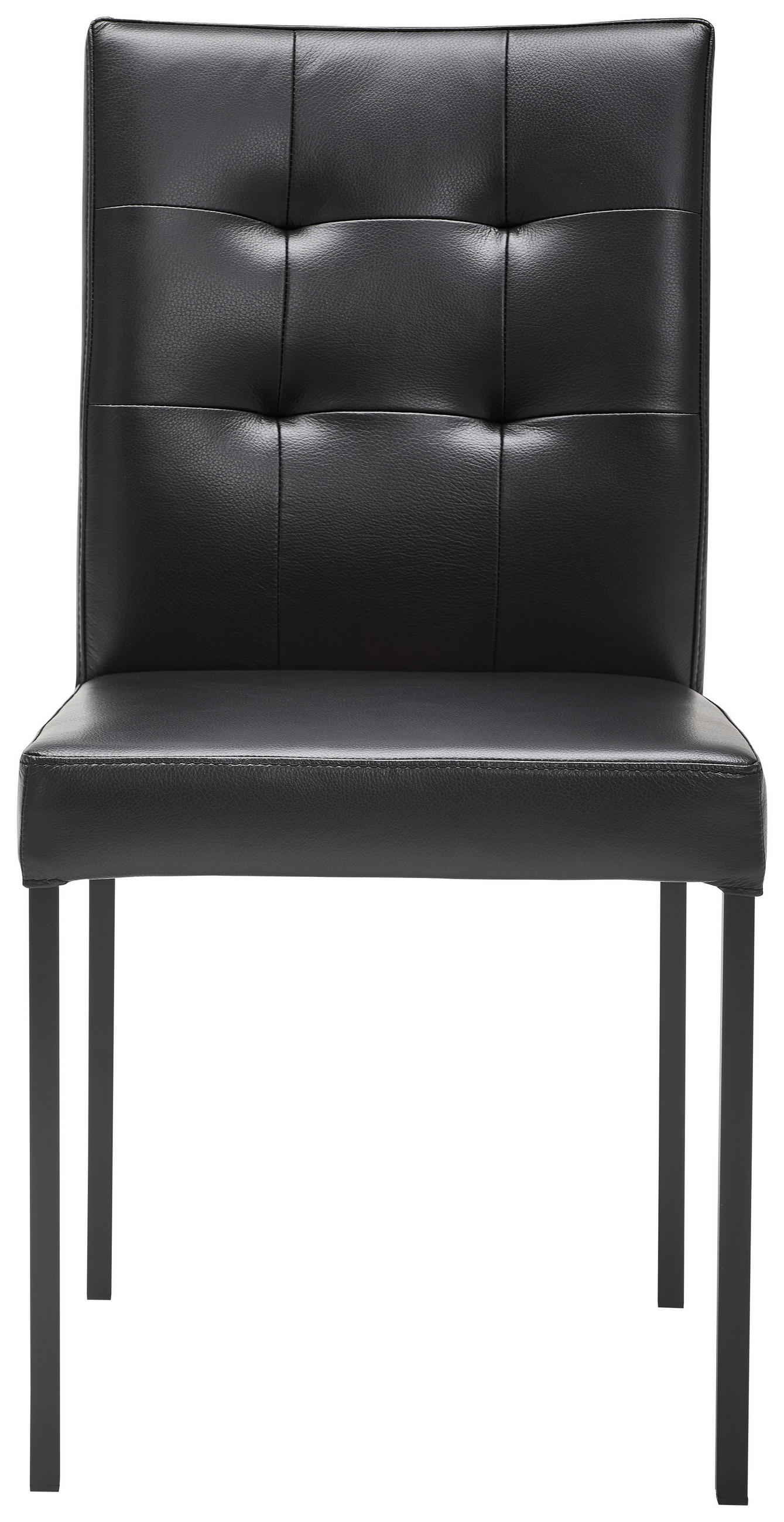 STUHL Echtleder Schwarz  - Schwarz, Design, Leder/Metall (45,5/86/57,5cm) - home24