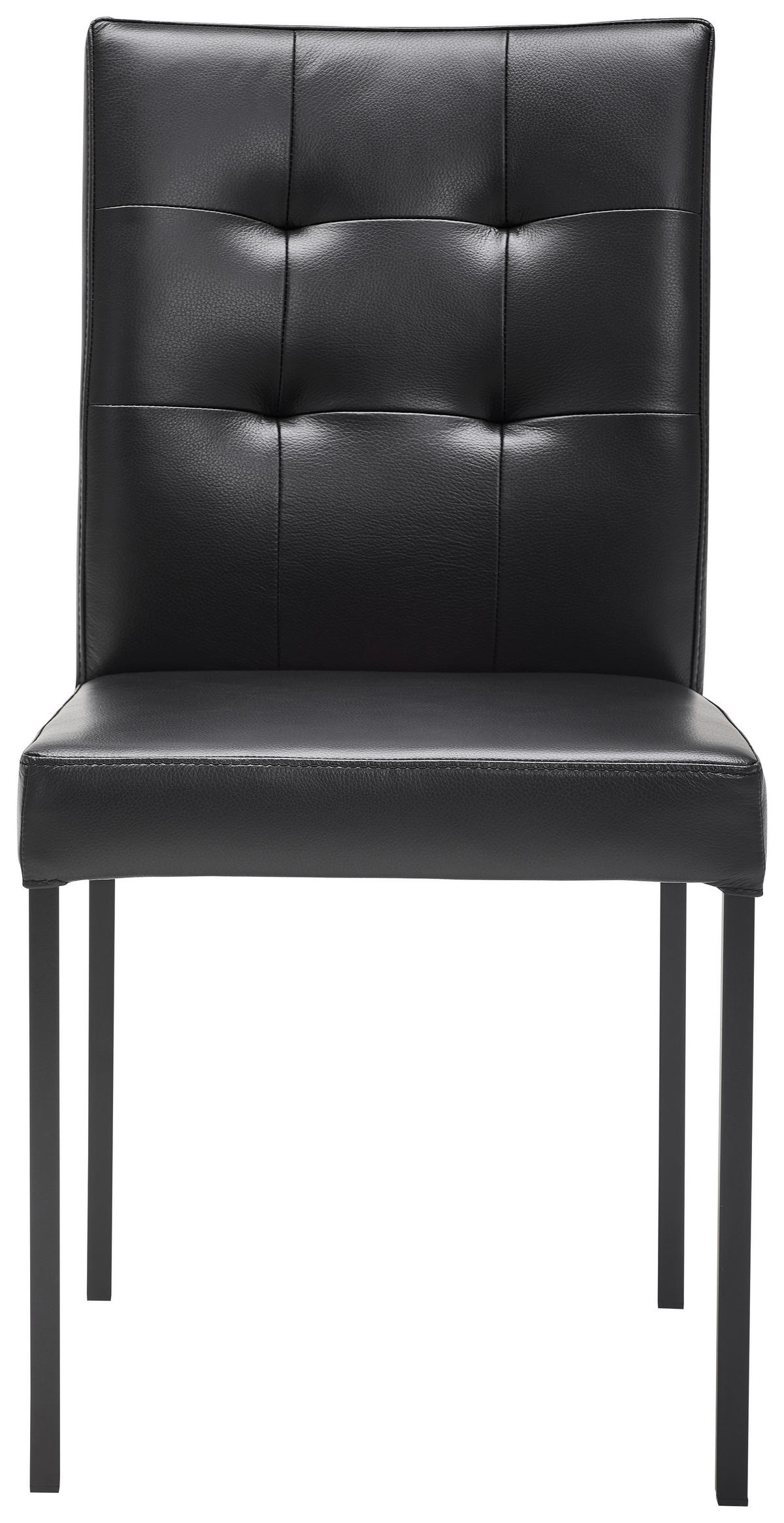 STUHL Echtleder Schwarz  - Schwarz, Design, Leder/Metall (45,5/86/57,5cm) - home24