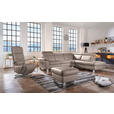 ECKSOFA in Echtleder Fango  - Fango/Alufarben, Design, Leder/Metall (271/242cm) - Cantus