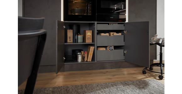 EINBAUKÜCHE - Weiß/Grau, Design, Holzwerkstoff/Stein - Dieter Knoll