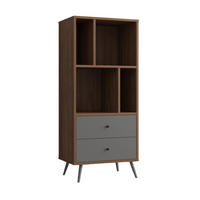 REGAL Grau, Walnussfarben  - Walnussfarben/Schwarz, Design, Holzwerkstoff/Metall (60/138/39,6cm) - Livetastic