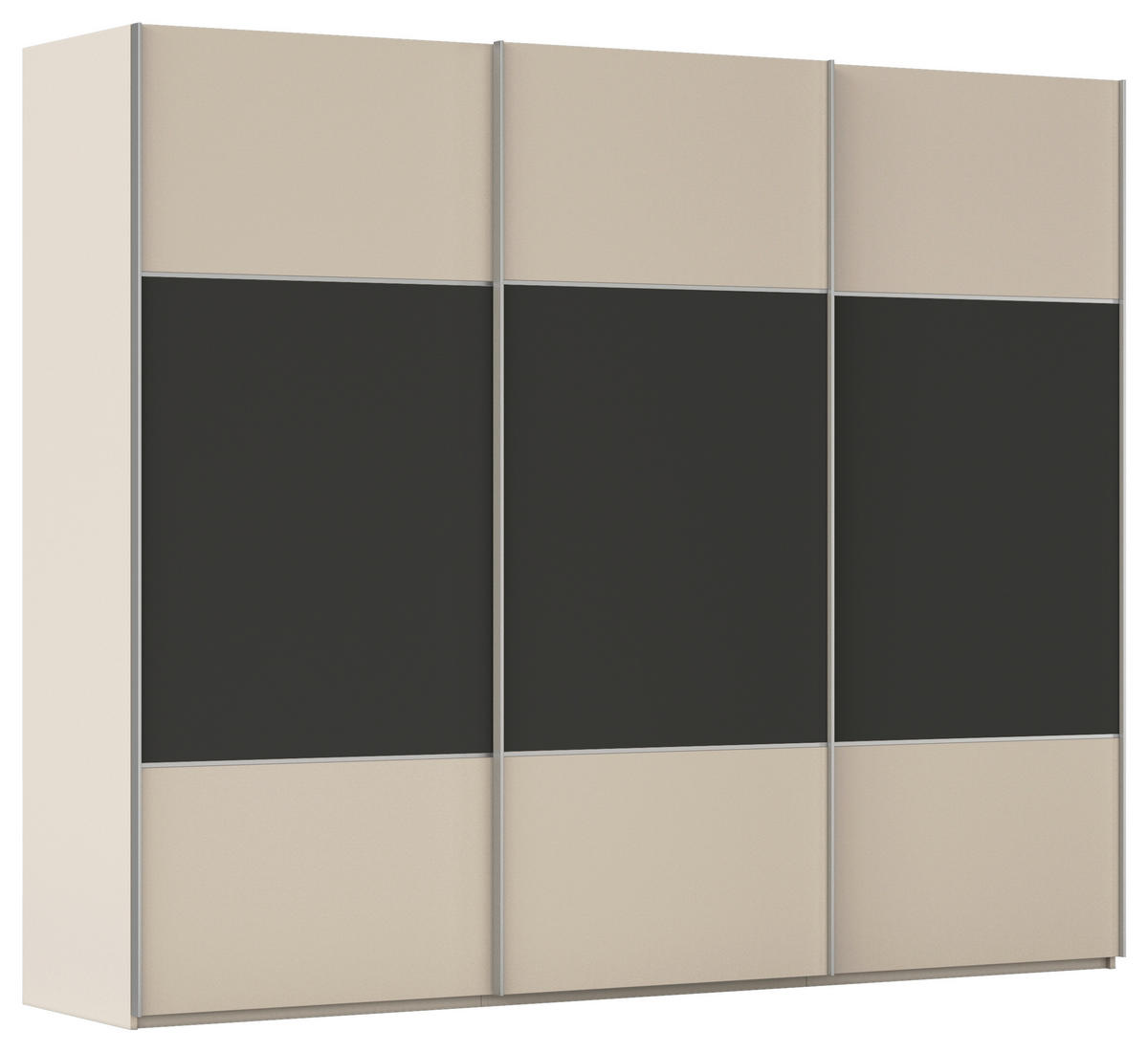 SCHWEBETÜRENSCHRANK 271/223/68 cm 3-türig Graphitfarben, Champagner  - Champagner/Alufarben, KONVENTIONELL, Holzwerkstoff/Metall (271/223/68cm) - Novel